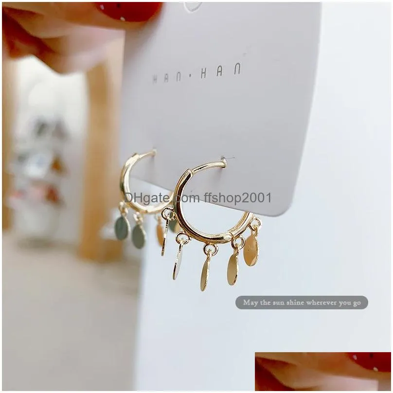 fashion jewelry elegant ear buckle round piece tassels earrings