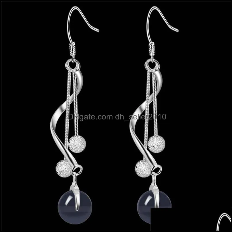 unique 925 silver beautiful long dangle earrings lady green gems holiday party gift jewelry 3527 q2