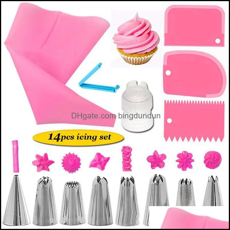 baking pastry tools cake decorating kit piping tips silicone icing bags nozzles cream scrapers coupler set diy