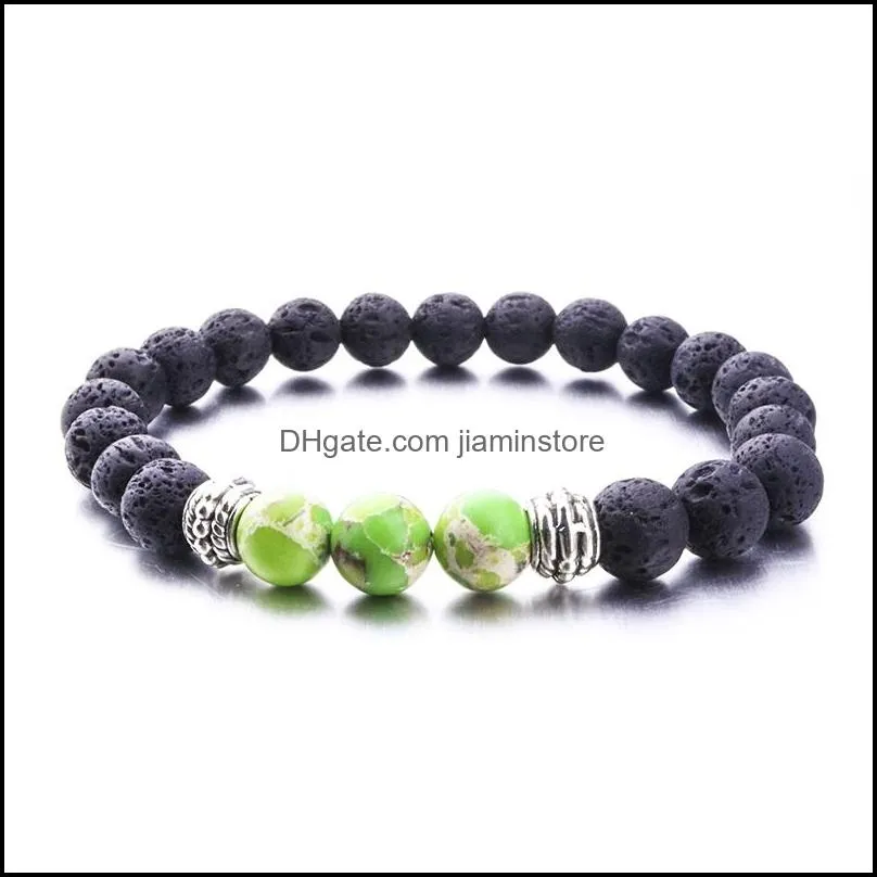 8colors natural black lava stone turquoise beads bracelet essential oil perfume diffuser bracelet for women men