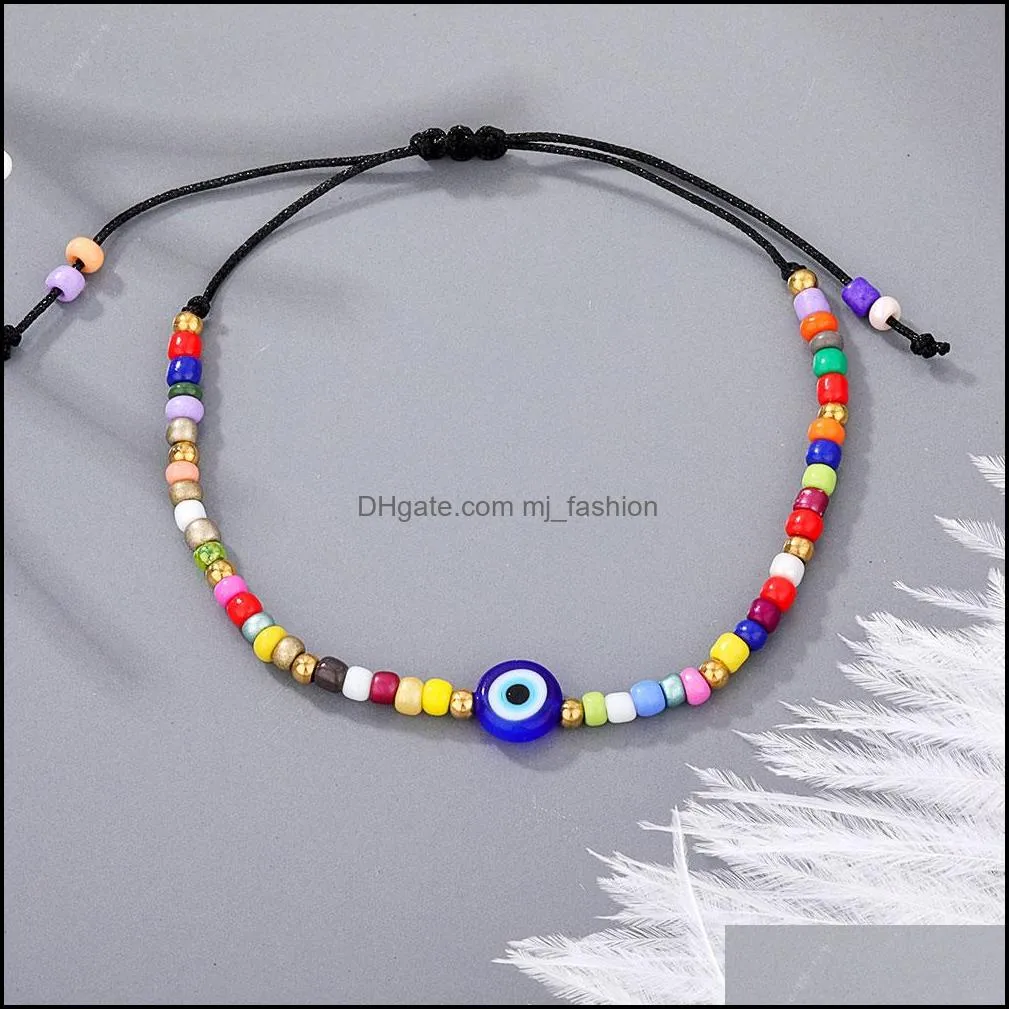  est lucky turkish evil blue eye random beaded chain bracelet handmade cute accessaries protection rope bracelets for women friendship gift jewelry