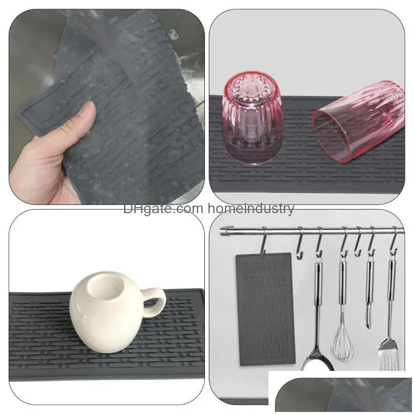 mats pads 1pc household silicone draining pad durable cup bowls storage mat grey