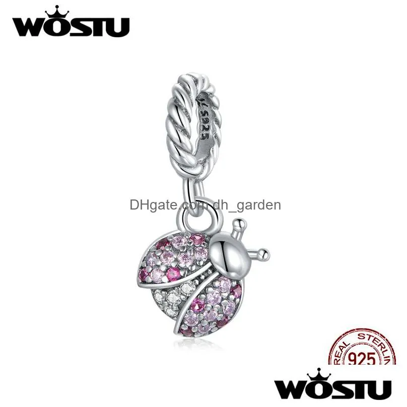 wostu 925 sterling silver mini pendant butterfly cat sloth ladybug animal charm pony bead fit original bracelet accessories