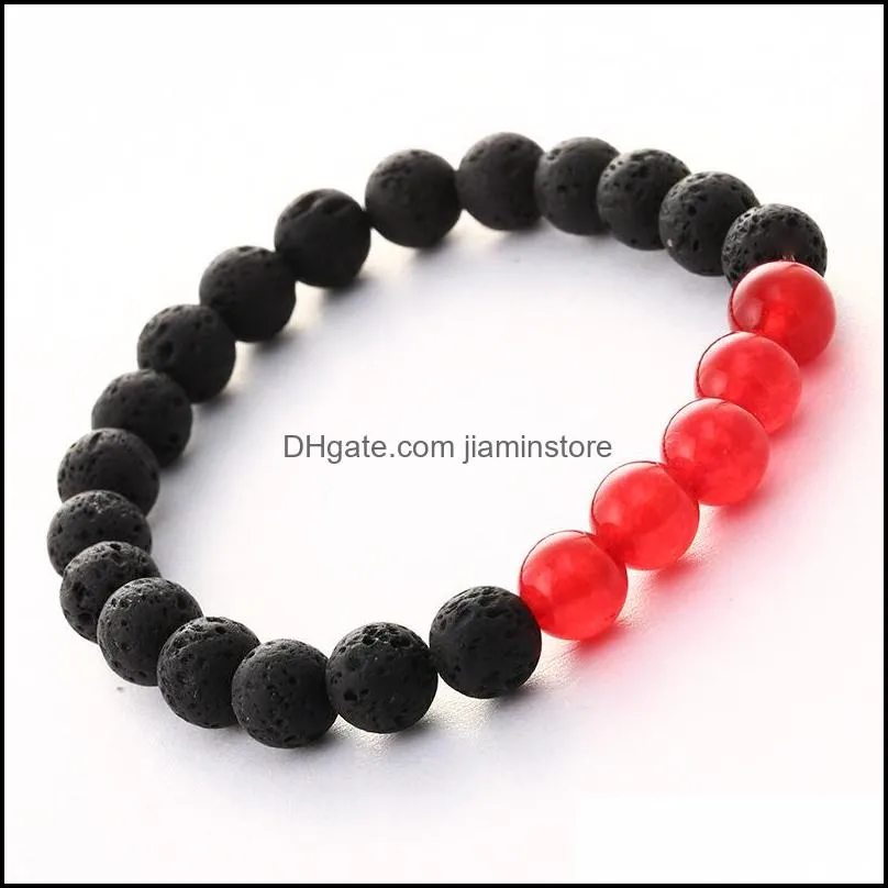 natural black lava stone white turquoise bracelet diy aromatherapy essential oil diffuser bracelet for women men
