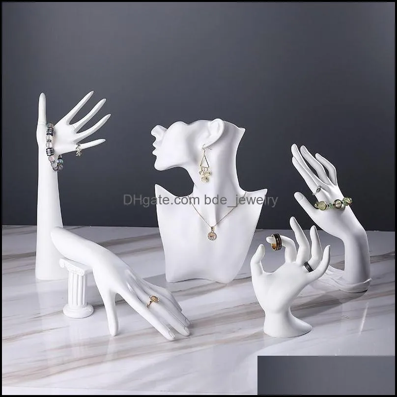 mannequin resin jewelry stand hand finger rings bracelet bangle watch display organizer holder