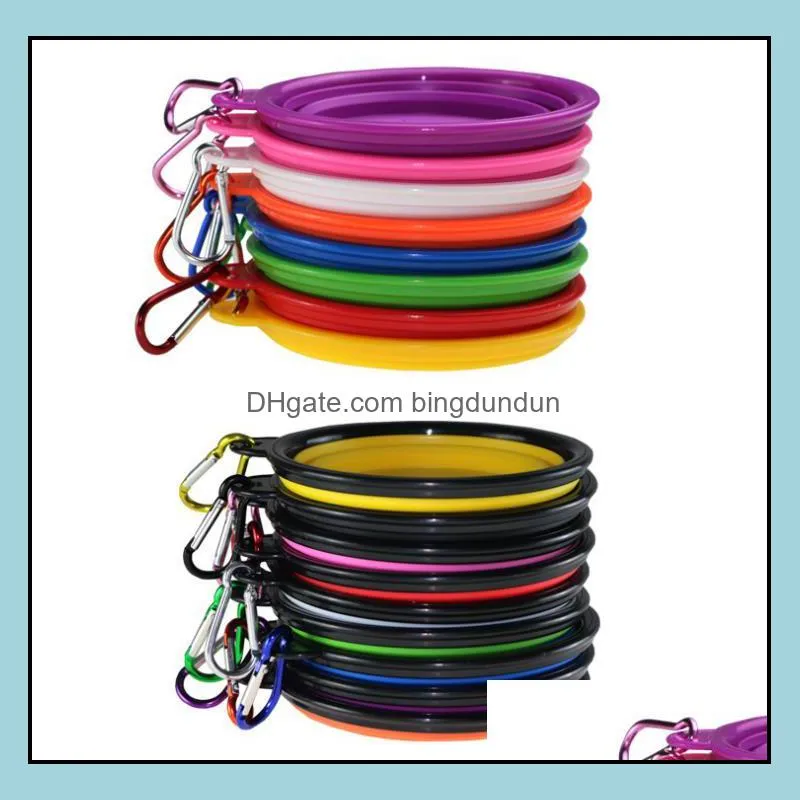 pet dog bowls silicone puppy collapsible bowlpet feeding bowl with climbing buckle travel portable dogs food container sn4459