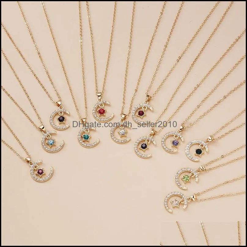 month birthstone december necklace moon star gold clavicle pendant necklaces small delicate jewelry accessories 2 6yh q2