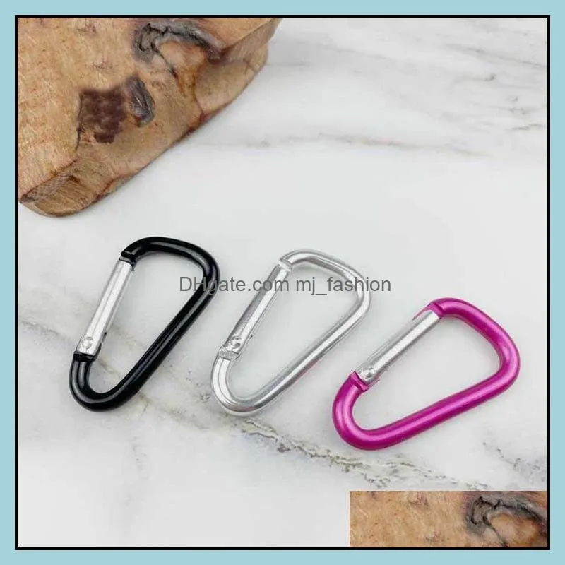 aluminum carabiner key rings dring locking outdoor camping climbing hiking keychains spring clip hook keyring dhs p73fa