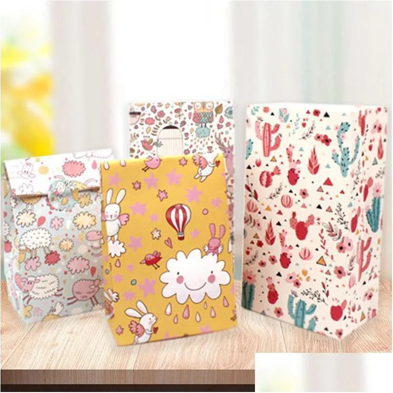 gift wrap 10 pcs kraft paper bags candy bag cactus sheep for wedding birthday xmas year party favors supplies bags1