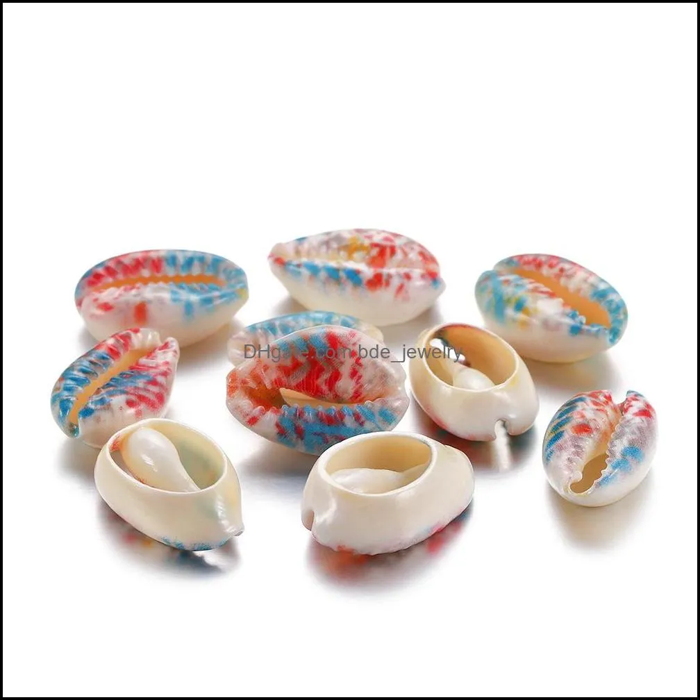 fashion painted natural sea shells conch beads for sandy beach jewelry making diy necklace bracelet accessories 10pcs