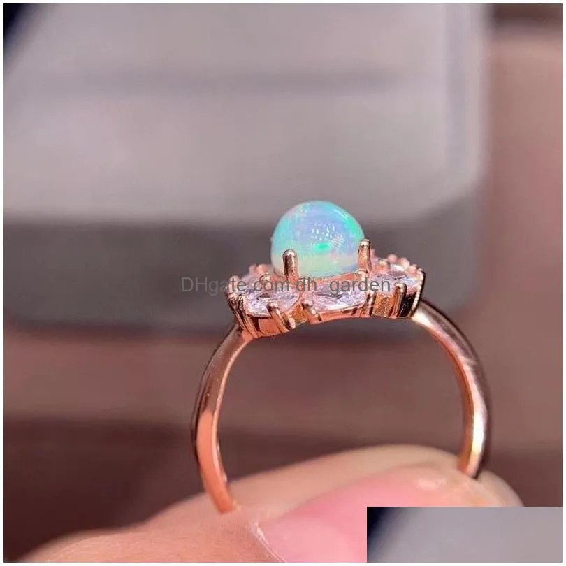 cluster rings meibapj natural opal gemstone water drop mottled ring for women real 925 sterling silver charm fine party jewelry