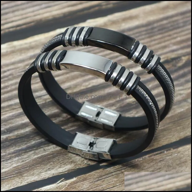 classic stainless steel black bangle pu leather men bracelet for anniversary gifts q287fz