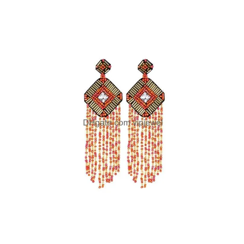 bohemia fashion jewelry womens beads tassels earrings handmade rhinstone stud earrings earrings