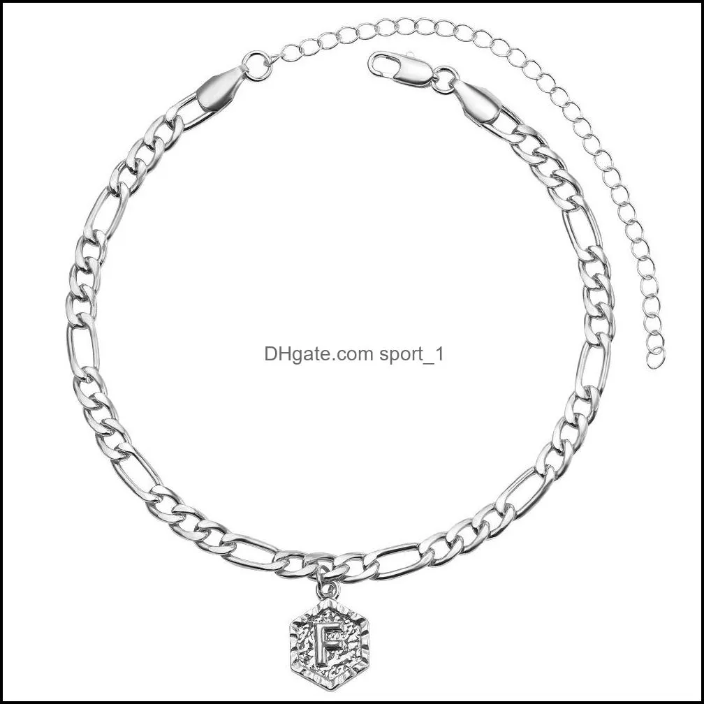 a to z letter bracelet hand jewelry alloy chain 26 alphabet pendant charm women bracelets bangle q357fz