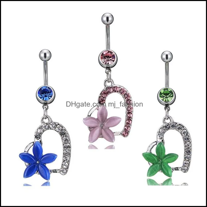 d0888 heart style belly navel button ring mix colors 97c3