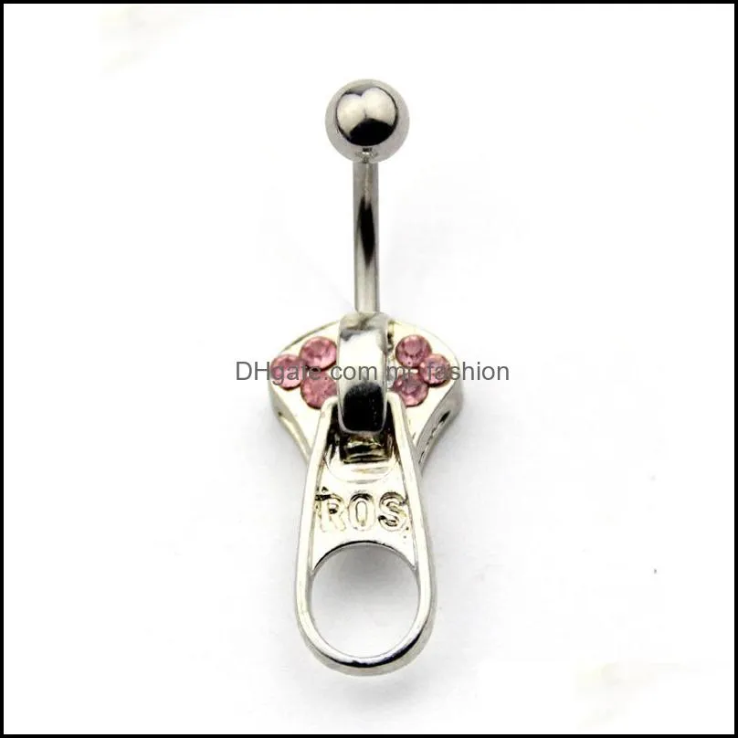 zipper punk style belly button ring nail body jewelry piercing fashion navel bell buttons rings c3