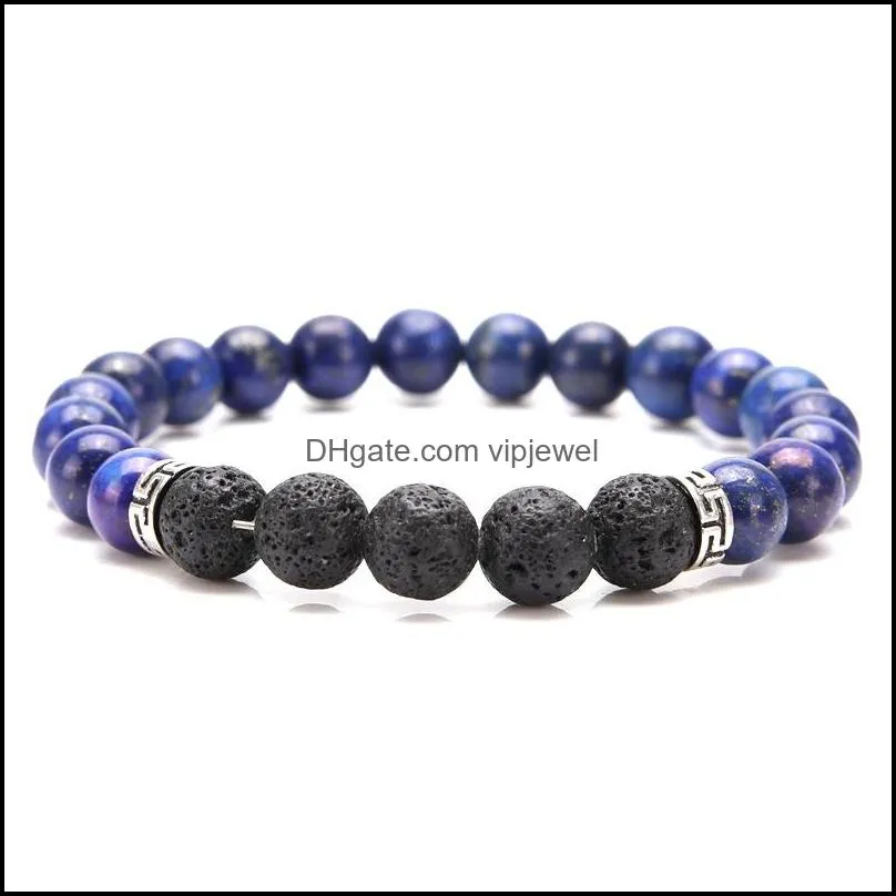 natural lava stone lapis lazuli turquoise tiger eye bead bracelet diy volcano  oil diffuser bracelet for women men jewelry