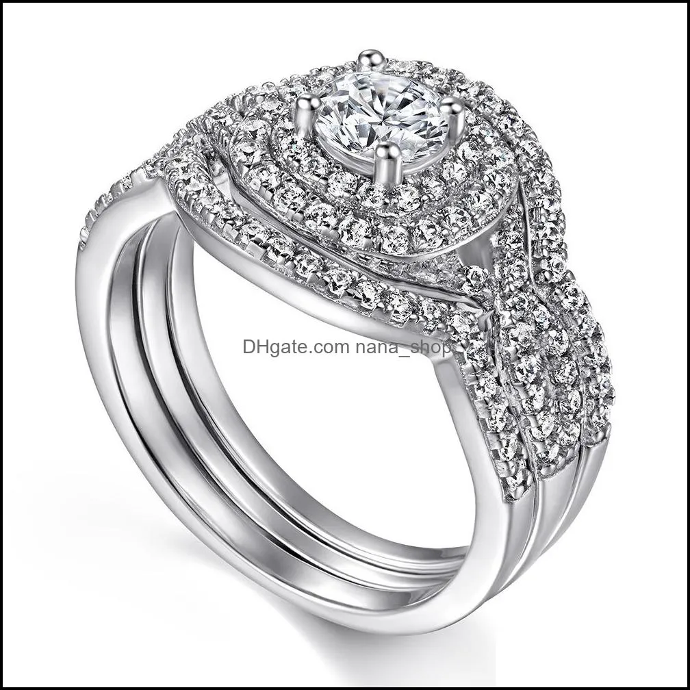 classic crystal wedding ring set for women all size rings 925 silver fashion jewelry gift q486fz