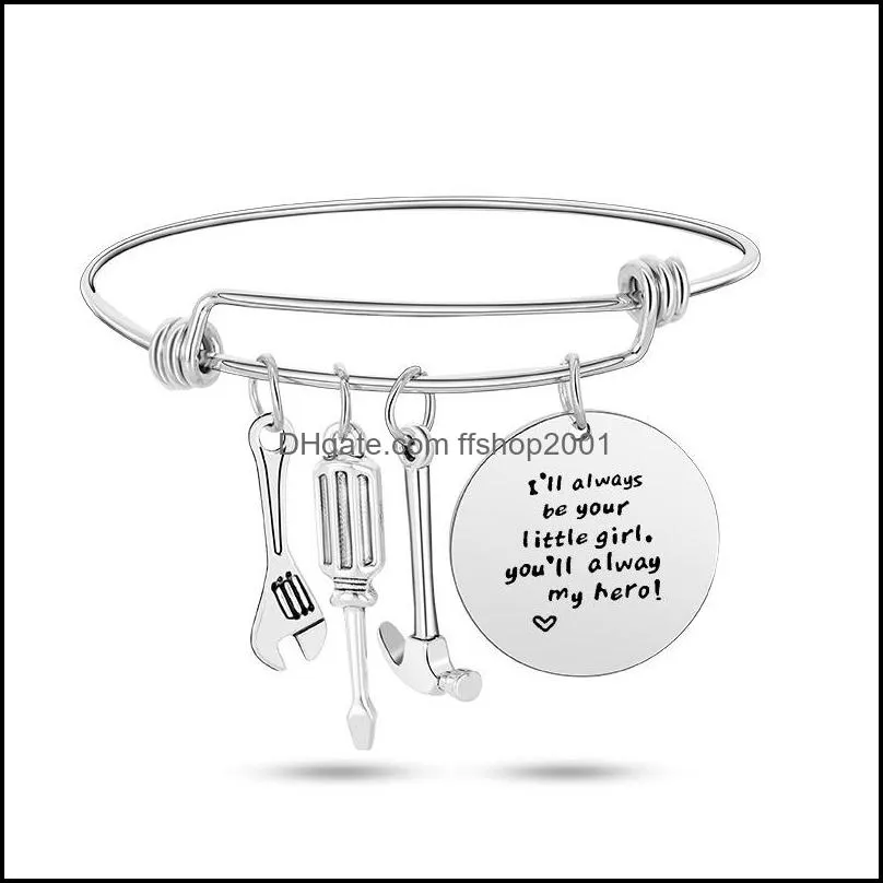 i love my dad my hero letter bracelet for mens tools charm expandable wire wrap bangle fashion fathers day jewelry gift