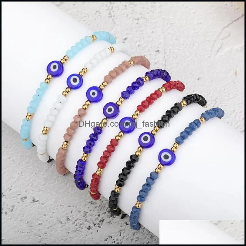 braided evil blue eye bracelet handmade jewelry colorful crystal beads bracelets for women girl 2247 t2