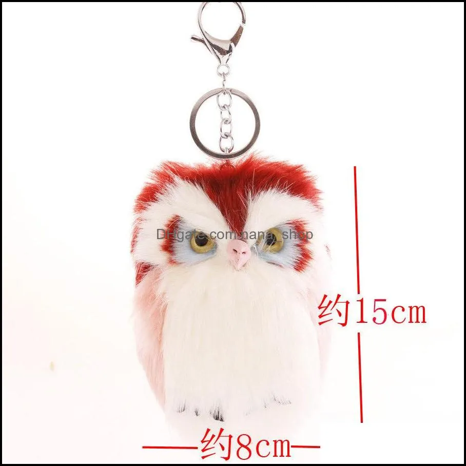 imitation rabbit fur owl keychain cute fashion kids plush dolls pom soft fluffy charm baby girls women gift