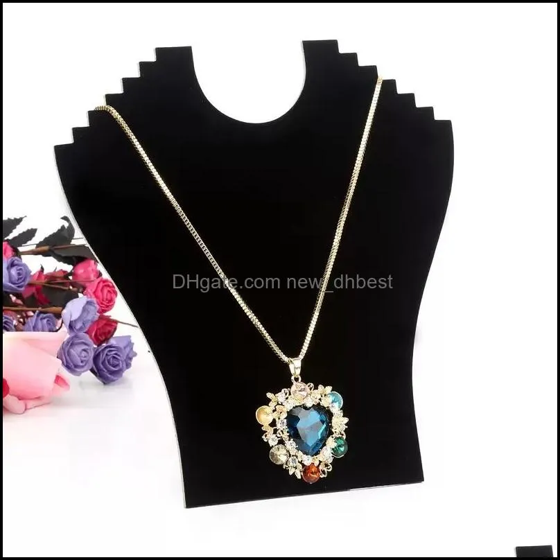 necklace bust jewelry pendant chain display holder stand neck easel showcase black color