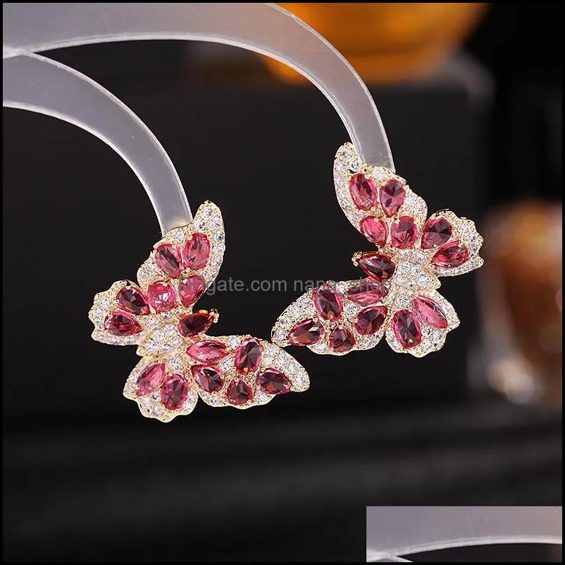 925 sterling silver animal stud dangle earrings for women bling cubic zirconia earring fashion bride jewelry a30z