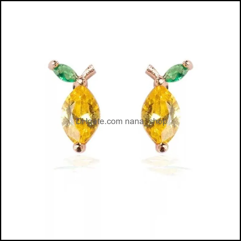 cute mini dangle earrings summer colorful zircon fruit stud earring fashion simple lady jewelry accessories a8z