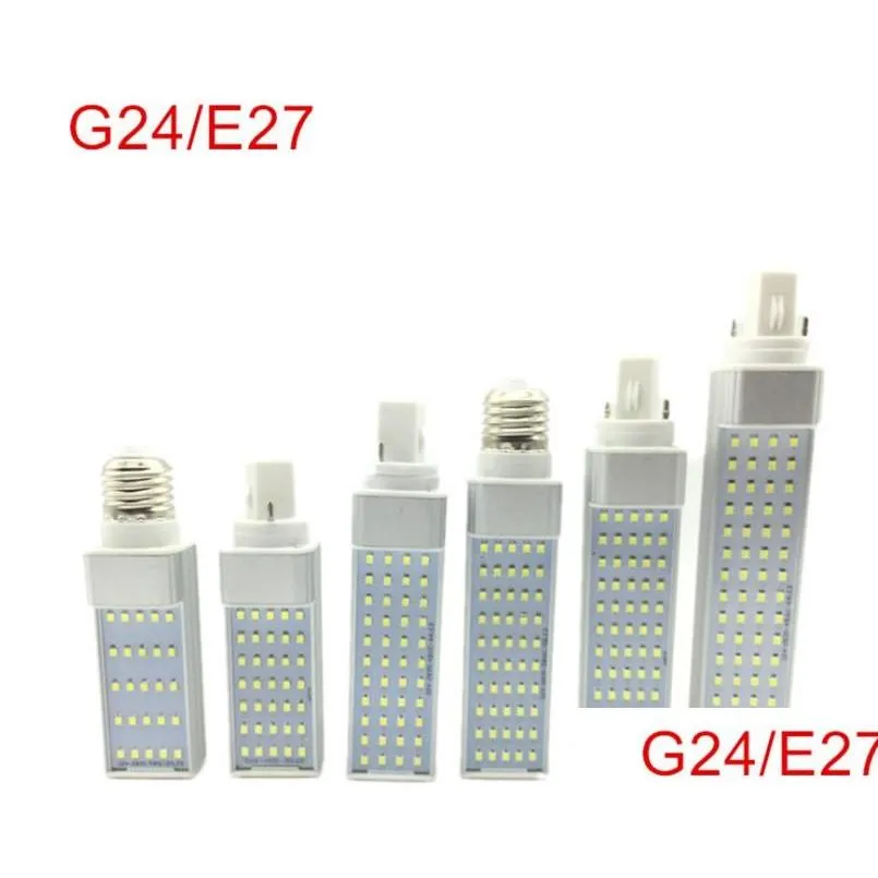 7w 9w 11w 13w 15w led bulbs lights e27 g24 horizontal plug corn light ac 85265v