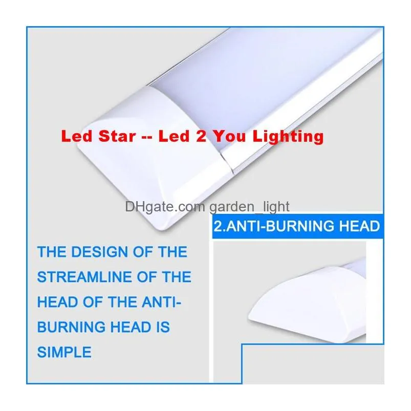 surface mounted led batten double row tubes lights 1ft 2ft 3ft 4ft t8 fixture purificati led triproof light tube 20w 40w ac 110240v