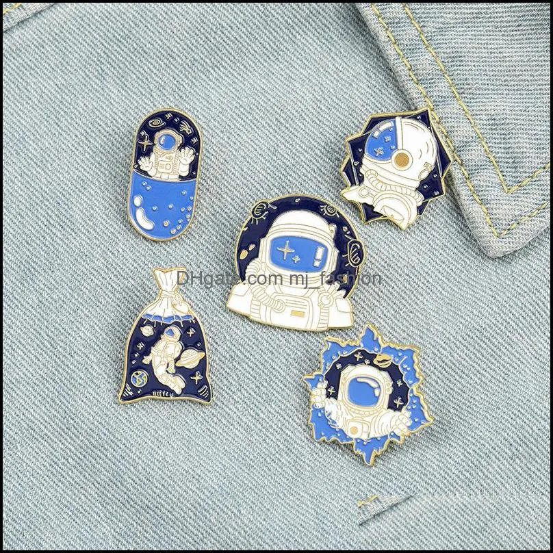 astronaut enamel pins custom space universe explore planet stars brooches shirt lapel badge bag jewelry gift for kids 56c3