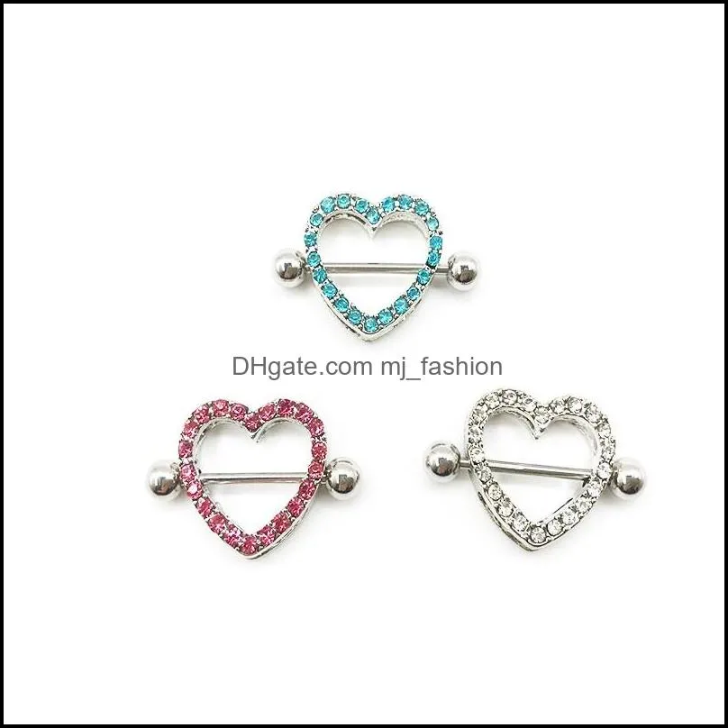 navel bell button rings d0985 heart stone nipple ring mix colors 32 e3