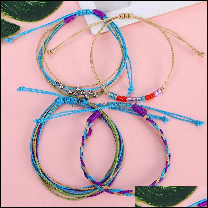 bohemian handmade bracelet waterproof women men coated braided rope beach jewelry adjustable friendship bracelets dhs