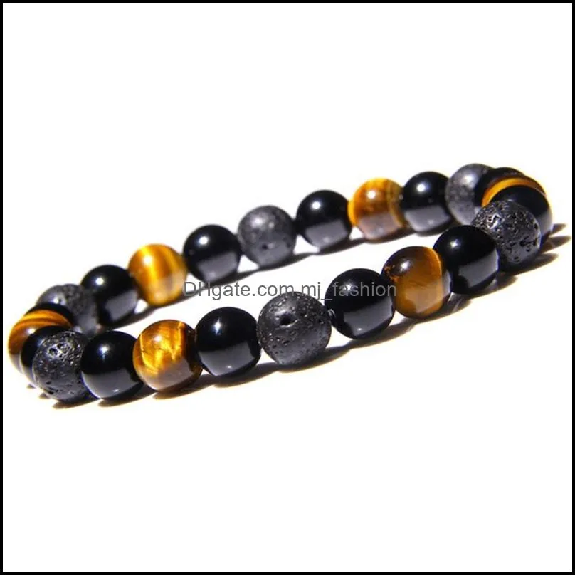 natural stone beads bracelets for women men lava rock tiger eye healing energy beaded chains bangle fashion jewelry gift 313 g2