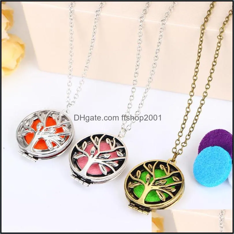  tree of life aromatherapy necklace open essential oil diffuser floating locket pendant for women men s fashion jewelry accessories