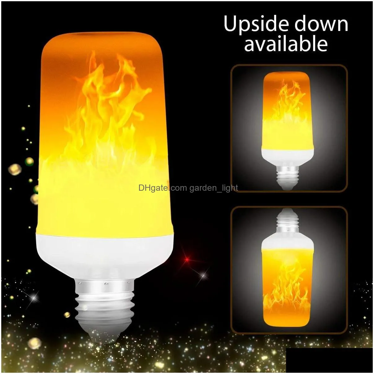 creative gravity sensor led flame lamp e27 e26 fire effect flame bulb 7w flickering emulation for home decor christmas light ac