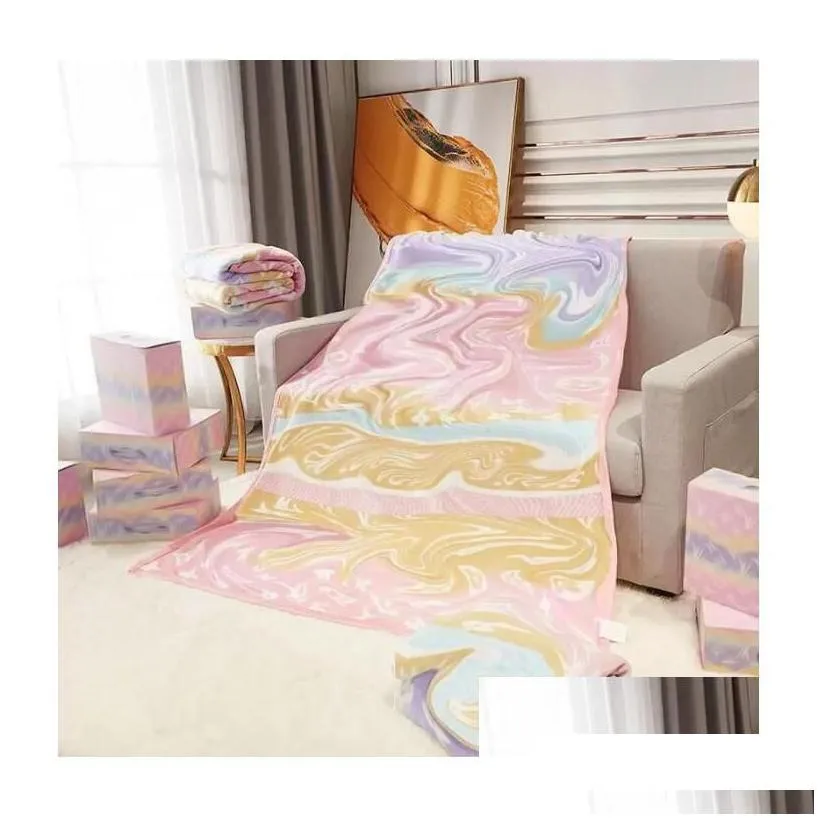 blankets 150x200cm soft blanket fashion brand travel portable coral fleece gift for party wedding christmas with box drop delivery h