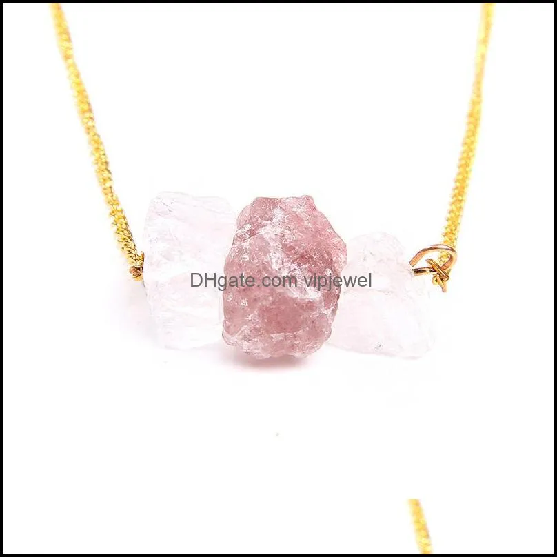 natural raw stone necklaces for women girl geometric crystal pendant gold color chain quartzs citrines balance exquisite jewelry