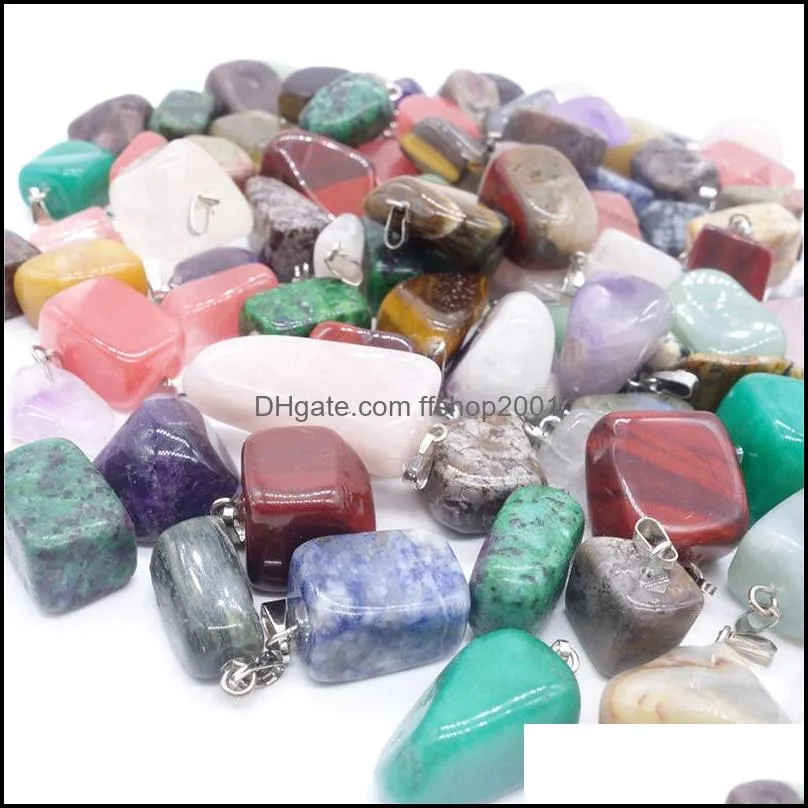  natural stone pendant hexagonal prism bullet quartz point healing crystals chakra cross heart drip charm fit necklace jewelry in