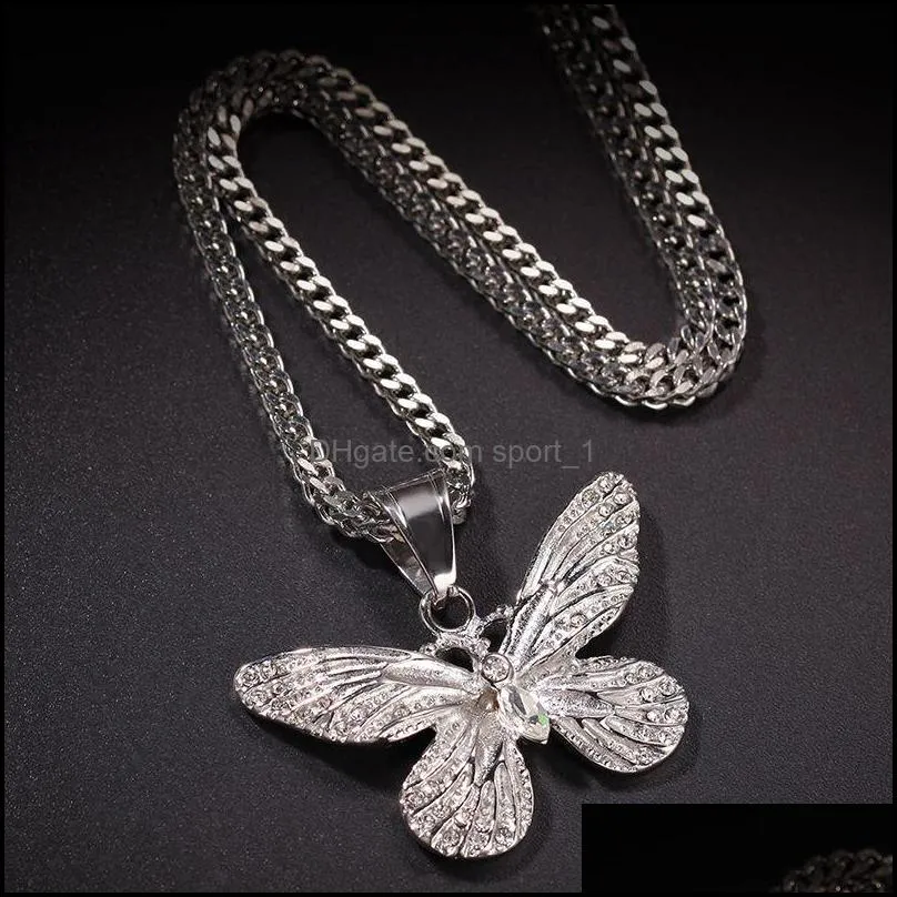 fashion flawless butterfly pendant necklace gold stainless steel women sweater chain jewelry designer hip hop mens jewelry gift