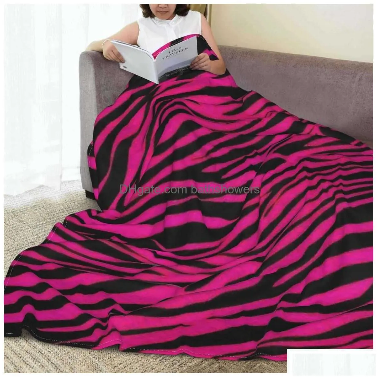 blankets blanket gothic pink zebra stripes veet summer air conditioning mtifunction soft throw for sofa car plush thin quilt y2209 d