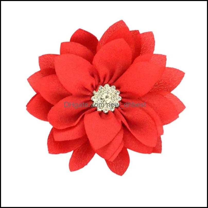 9cm born lotus leaf flowers with rhinestone headbands artificial fabric flower for hair clips diy hair accessories only flower