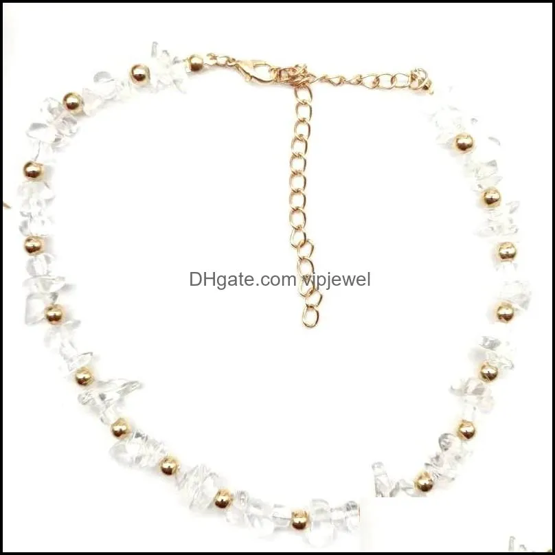 fashion natural gravel stone beads necklace rose quartz green aventurine amethyst choker gemstones chakra necklace jewelry