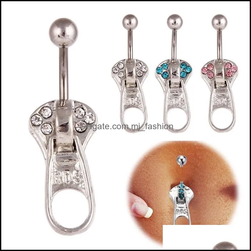 zipper punk style belly button ring nail body jewelry piercing fashion navel bell buttons rings c3