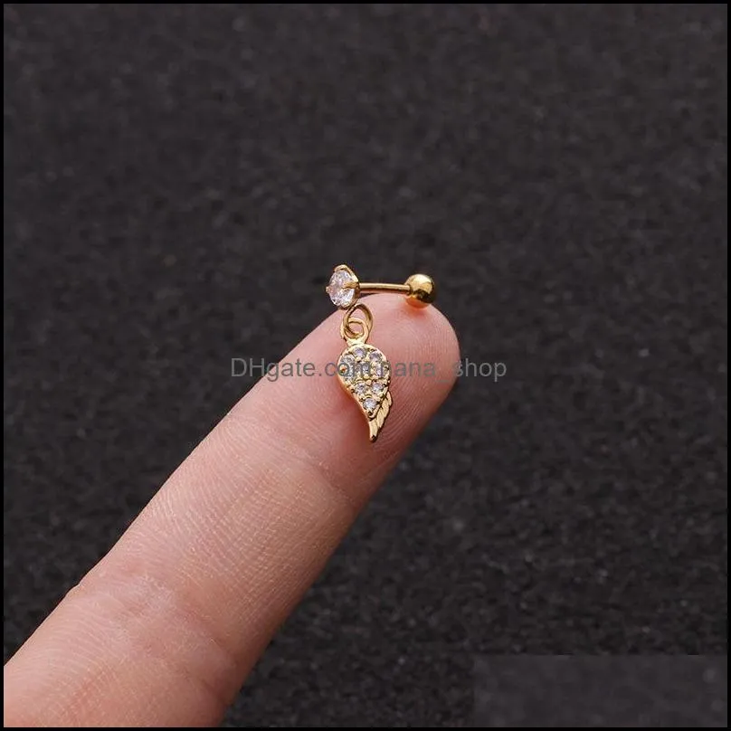 personalized gold huggie hoop dangle earrings mini cross heart earring jewelry women small fashion charm ear stud a69z