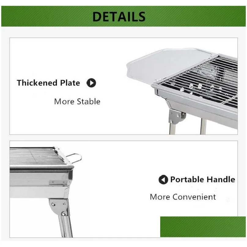high quality bbq charcoal grill portable foldable stainless steel barbecue stove shelf for outdoor garden family party