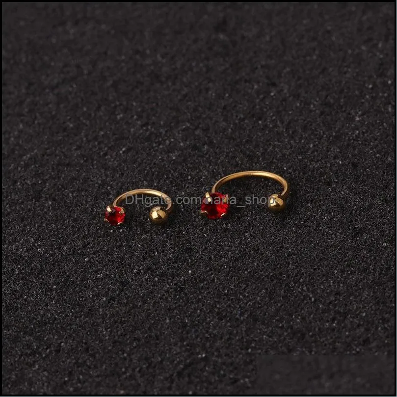 1 pcs cute small zircon dangle earring fashion round ball ears cartilage piercing crystal cshape nose stud cuff jewelry a60z