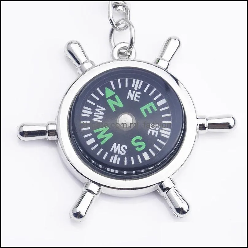 nautical helm compass keychain for car fashion key chains rings alloy hang charms novelty wholesale creative multifunction c3