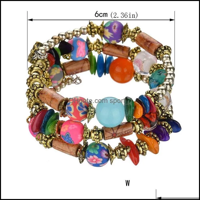 fashion beaded bracelet for women girls jewelry handmade charms beads bohemian bracelets multilayer bangle dhs h72f