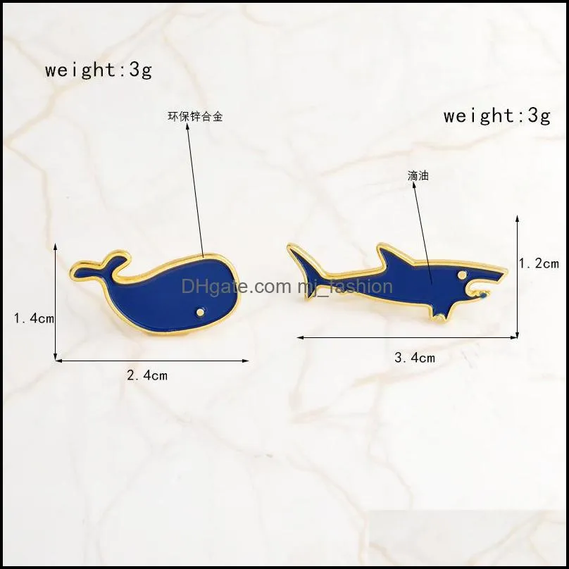 cute blue shark whale brooches pins enamel animal lapel pin tops bag corsage fashion jewelry will and sandy 327c3